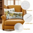 thumbnail image 6 of Bees Loves Outdoor Pillow Covers Pack of 2 Vintage Country Yellow Bee Plaid Dot Love Floral Waterproof Throw Pillow Covers Decorative Cushion Cases for Patio Garden Tent Balcony Couch 18x18 inch, 6 of 9