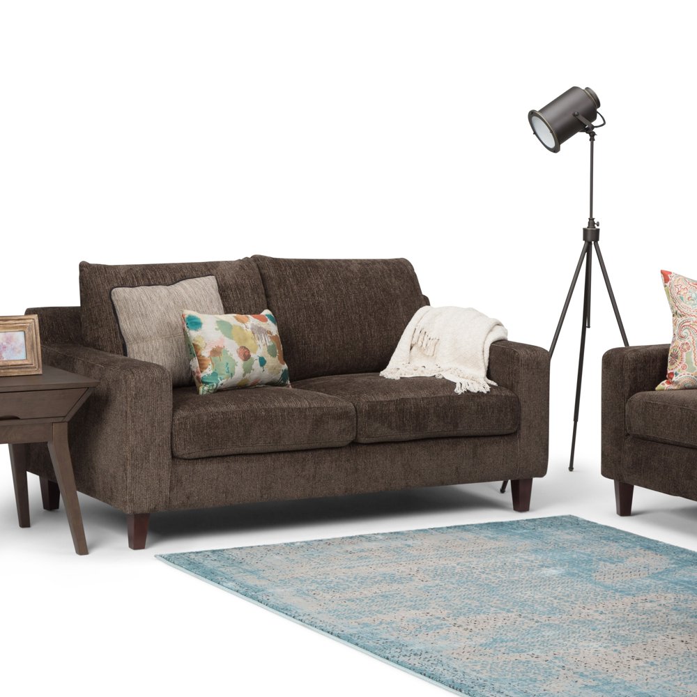 WyndenHall Calsy Contemporary 65 inch Wide Sofa Loveseat in Deep Umber