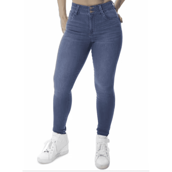 Dollhouse Curvy High Rise Double Button Skinny Jeans - Loma Wash