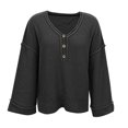 thumbnail image 4 of Vedolay Cropped Sweater Womens Plus Size Sweaters Casual Long Sleeve Crewneck Knit Pullover Tops,Black XXL, 4 of 5