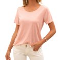 thumbnail image 2 of Camiseta de mujer Sexy Backless Hollow Manga corta Cuello redondo Top suelto, Rosa, XL Kearding AP001243-08, 2 of 7