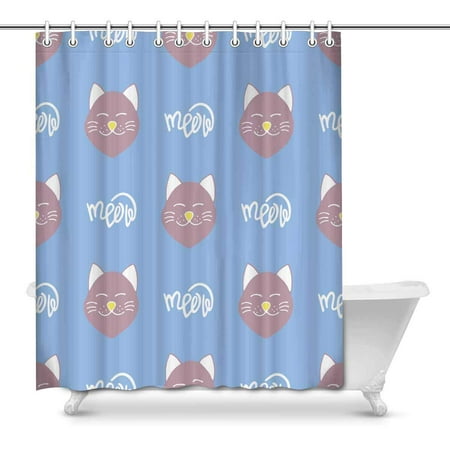 Pop Cute Cat Ethnic Art Bathroom Decor Shower Curtain 66x72 Inch