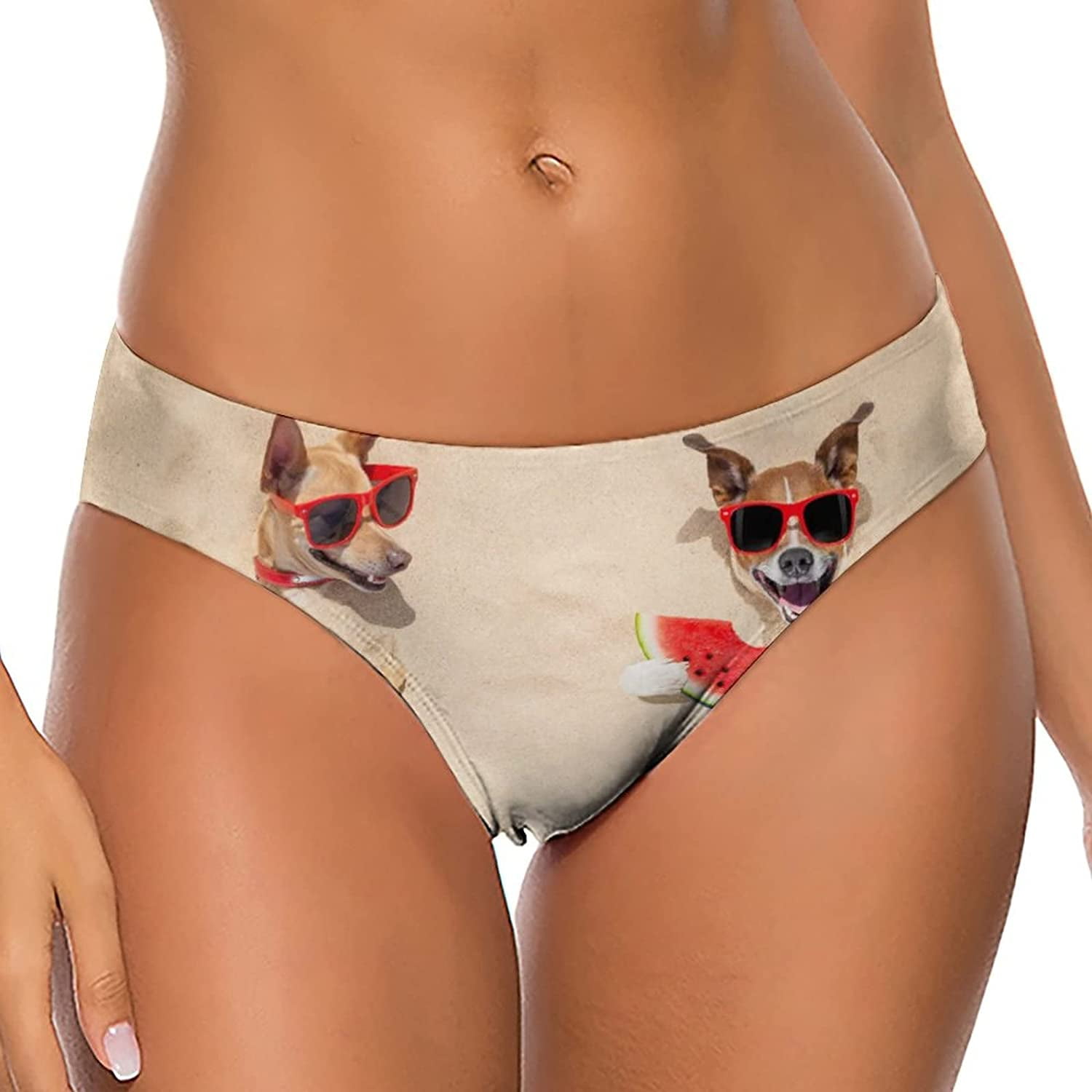 Funny Couple of Dogs at The Beach Women's Thongs Sexy T Back GStrings Panties Underwear Panty