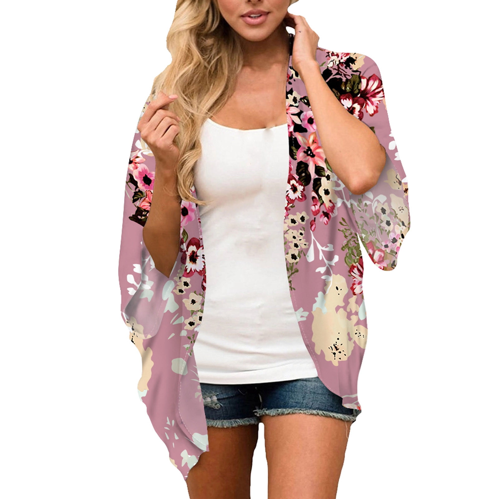 Womens Casual Middle Sleeve Print 