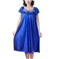 thumbnail image 5 of Sakmal Blue Moomoo Nightgowns Women Cloud-Like Pleated Stretchy Mumu Dress Floral Long Short Sleeve Square Neckline Nightgowns, 5 of 5