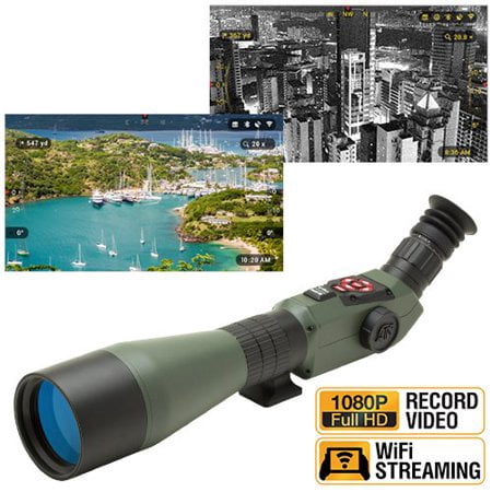 ATN X-Spotter HD, 20-80x, Day & Night Smart HD Spotting Scope w/1080p Video, Geotagging Rangefinder, WiFi, E-Compass, E-Zoom, 3D Gyroscope, iOS & Android (Best Wifi Finder App 2019)