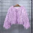 thumbnail image 6 of Hueook Faux Fur Coat Women's Winter Solid Color Casual Extended Warm Jacket Purple L, 6 of 6
