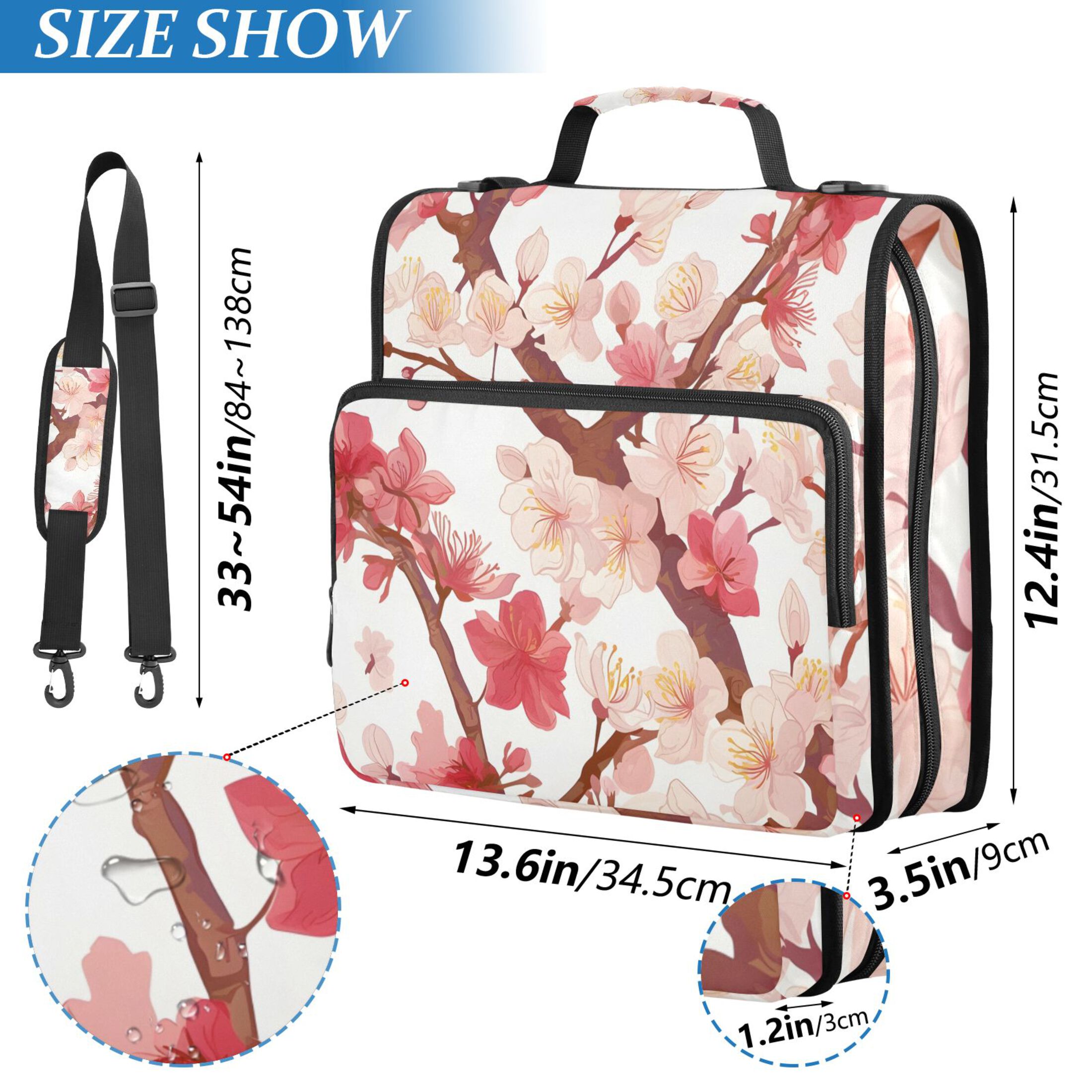 ALAZA Zipper Binder Flower on Tree 3 Ring Trapper Keeper File Folder Organizer Bag