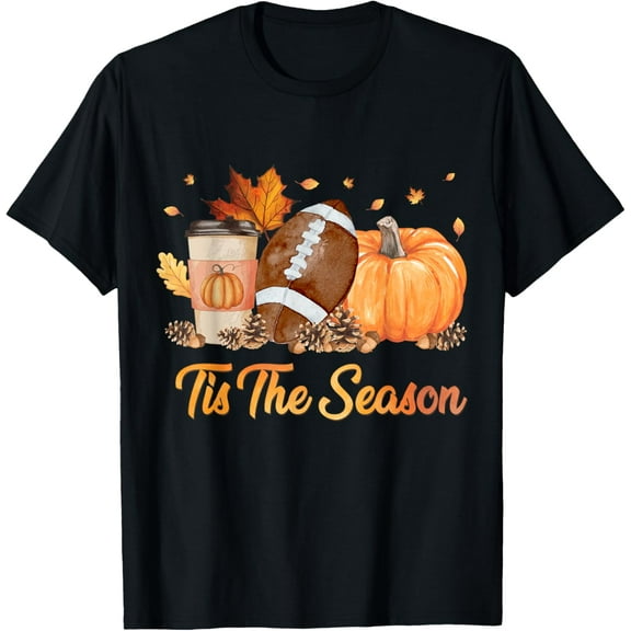 Tis The Season Football Fall Season Football Pumpkin Spice T-ShirtMen's and women's short-sleeved pure cotton shirts