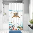 thumbnail image 2 of Funny Dog Stall Shower Curtain Set Teal Blue Sea Ocean Waterproof Fabric Shower Curtains with Animal Octopus Starfish Turtle Anchor Fish Nautical Bathroom Curtain (Orange, 36''''×72''''), 2 of 5