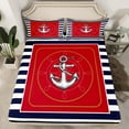 thumbnail image 3 of Feelyou Sailboat Anchcor Kids Twin Sheet Sets, Cartoon Rudder Print Twin Fitted Sheet, Ocean Marine Theme Flat Sheet, Breathable Home Decor, 3-Piece, 3 of 8