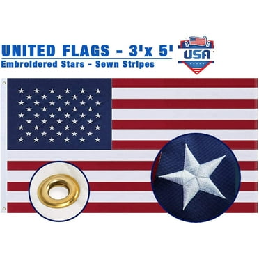 American Flags 3x5,USA US Flag, Printed 150D Easy Fly Flags for Outdoors, Brass Grommets