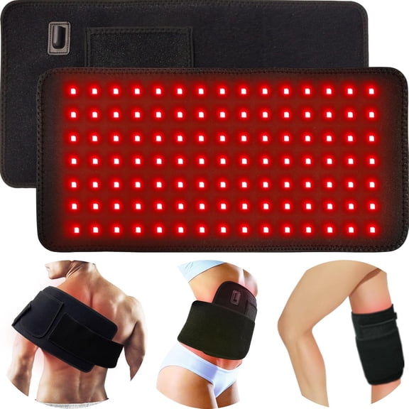 660nm Red Light & 850nm Infrared Light Therapy Mat with Timer for Back Shoulder Waist Muscle Pain Relief,Red Light Therapy for Body, 15.9" x 7.9" Infrared Light Therapy Belt with 120 LEDs,