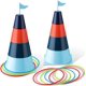 thumbnail image 1 of Juego de 2 juegos de lanzamiento de anillos deportivos, conos de tráfico de plástico de 18 pulgadas, 16 piezas de anillos de lanzamiento de plástico multicolor, juegos portátiles de carnaval al aire l Namotu CZYD-ZH56, 1 of 7