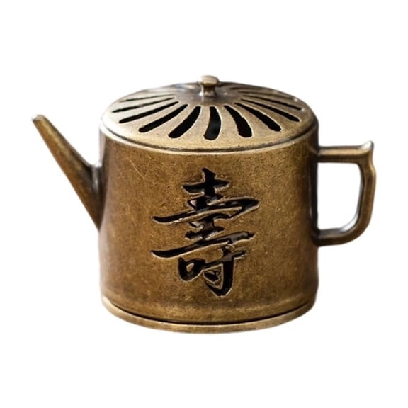 Vintage Brass Chinese Tea Pot with Longevity Character, Traditional Asian Teapot for Home Decor, Collectible Antique Style, Unique Gift Idea