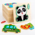 thumbnail image 2 of Rompecabezas 3d de madera para niños, juguetes educativos tempranos para niños, rompecabezas de tráfico de animales de dibujos animados, regalos, 2 of 4