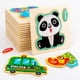 thumbnail image 2 of Rompecabezas 3d de madera para niños, juguetes educativos tempranos para niños, rompecabezas de tráfico de animales de dibujos animados, regalos, 2 of 4