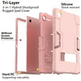 thumbnail image 4 of SOATUTO for Samsung Tab A8 Case Heavy Duty with Kickstand Armor Hard Back Case Cover with Tempered Glass Screen Protector for Samsung Galaxy Tab A8 10.5 Inch 2022 X200 X205 X207 - Rose Gold/2 Pcs, 4 of 7