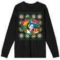 thumbnail image 6 of Sonic The Hedgehog Classic Sonic Christmas Wreath Crew Neck Long Sleeve Black Adult Tee-Medium, 6 of 7