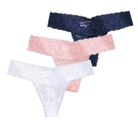 

3 Pack Women Lace Thongs Hollow Out Mesh Ladies Panties Low Rise G-String Female Underwear Girls Intimates Lingerie