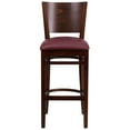 thumbnail image 5 of Emma + Oliver Solid Back Walnut Wood Barstool, Burgundy Vinyl Seat, 5 of 6