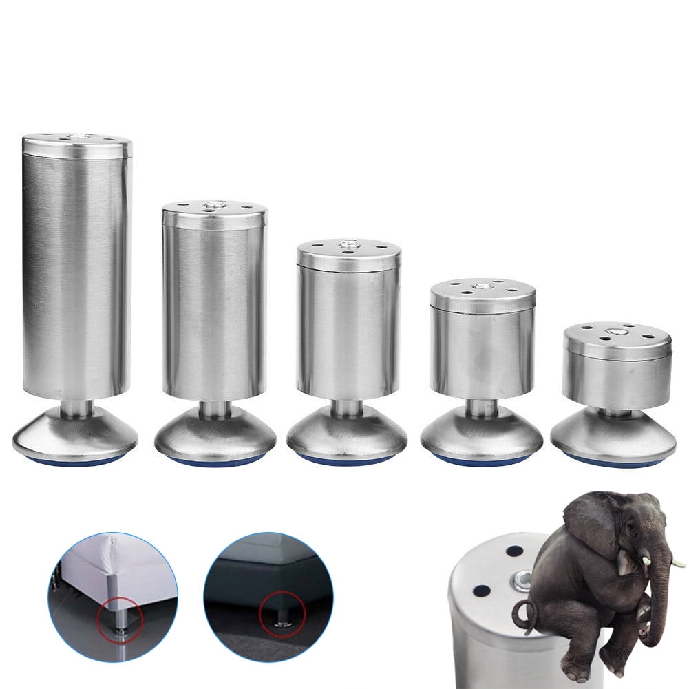 Details about   8 Pack 4" Stainless Steel Adjustable Furniture Legs for Kitchen Sofa w/32 Screws 