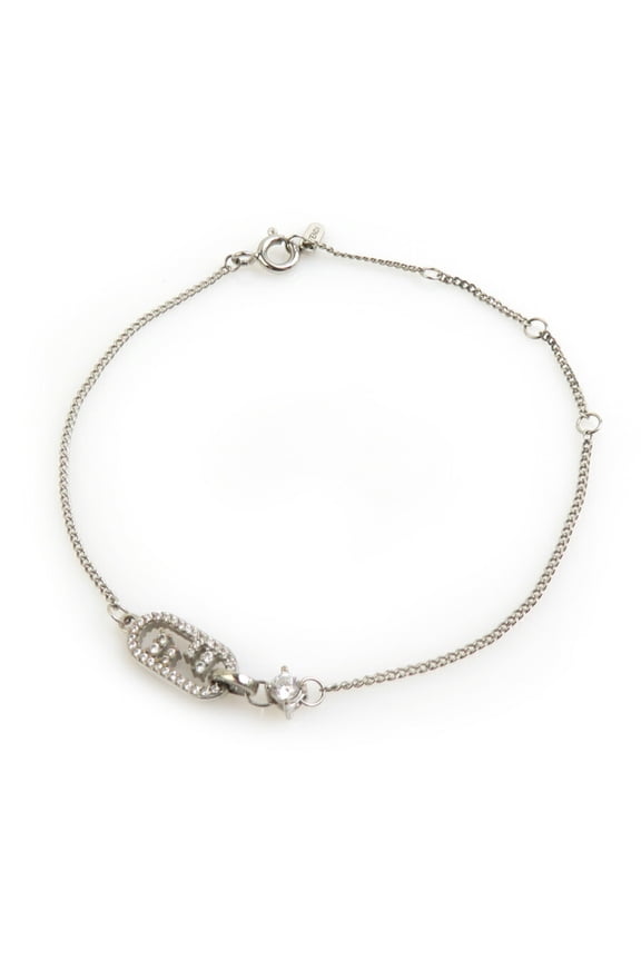 Pre-Owned Fendi Orlocke Metal Silver Bracelet for Women h31483g