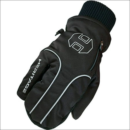 Heritage Riding Gloves - 05 SIZE HERITAGE 3 FINGER DESIGN ARCTIC WINTER GLOVE BLACK HORSE RIDING