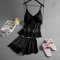 thumbnail image 2 of under $5 JINMGG Shorts for Women $5 Women V-Neck Eyelash Silk Lace Stain Camisole Pajamas Bowknot Shorts Set Black XL, 2 of 9