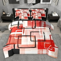 Castle Fairy Geometric Rectangle 7-Piece Twin Bedding Sets for Teenagers,Abstract Minimalist Bedding Comforter Set,Vintage Aesthetic Breathable Sheet Sets,Microfiber Bedroom Decor