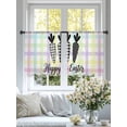 thumbnail image 4 of Happy Easter Sheer Curtains 54 Inch Length 2 Panels Set Window Treatments, Black and White Carrots Colorful Plaid Rod Pocket Semi Curtains for Living Room/Bedroom/Kitchen Décor, 104"W x 54"L, 4 of 7