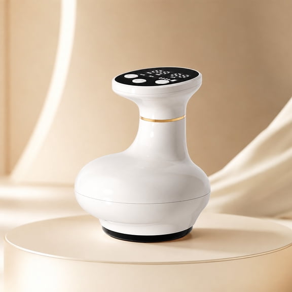 EHXS Cupping Massager, Cordless Electric Gua Sha Massage Tool with Adjustable Suction, Heat, Vibration, Digital Display, Type-C Rechargeable, White