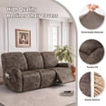 thumbnail image 7 of Leather Look Recliner Couch Cover, 8-Pieces Stretch Recliner Sofa Covers, Soft Reclining Slipcover, Washable Furniture Protector for Pets (3 Seater, Dark Brown), 7 of 7