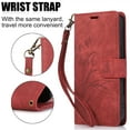 thumbnail image 6 of Wallet Case for Samsung Galaxy A16 5G/4G, PU Leather Flip Protective Wrist Strap Card Slots Holder Pocket Embossed Stand Full Body Protection Rugged Cover for Samsung Galaxy A16 5G/4G, Red, 6 of 6