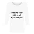 thumbnail image 4 of Chemises pour Femmes Habillées Décontractées, Chemises à Manches 3/4 pour Femmes, Tuniques à Manches Courtes Grande Taille pour Femmes, T-shirt à Manches 3/4 à Col Rond Imprimé Lettres Mode Décontractée pour Femmes, 4 of 5