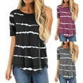 thumbnail image 5 of Aloohaidyvio Going out Tops for Women Y2k,Womens Summer Striped Round Neck Solid Color Short Sleeve T-Shirt Tops, 5 of 5