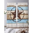 thumbnail image 2 of Beige Blue Brown Star Sheer Curtains for Living Room Bedroom Texas Star Wooden Vintage Sheer Curtains 108 Inch Long 2 Panels Set Light Filtering Curtain Window Treatments Drapes for Dining Room, 2 of 6