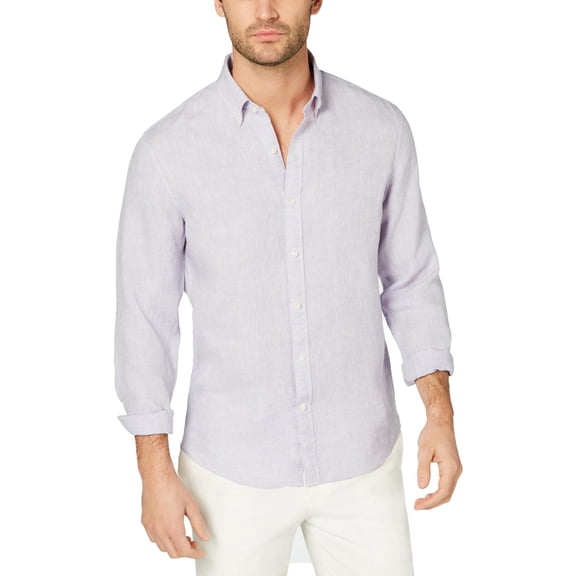 Michael Kors Mens Linen Slim Fit Button-Down Shirt