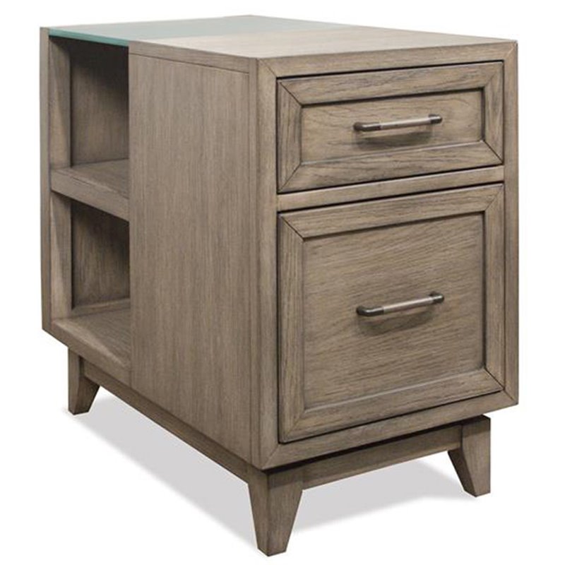 Riverside Furniture Vogue 2 Drawer End Table in Gray Wash
