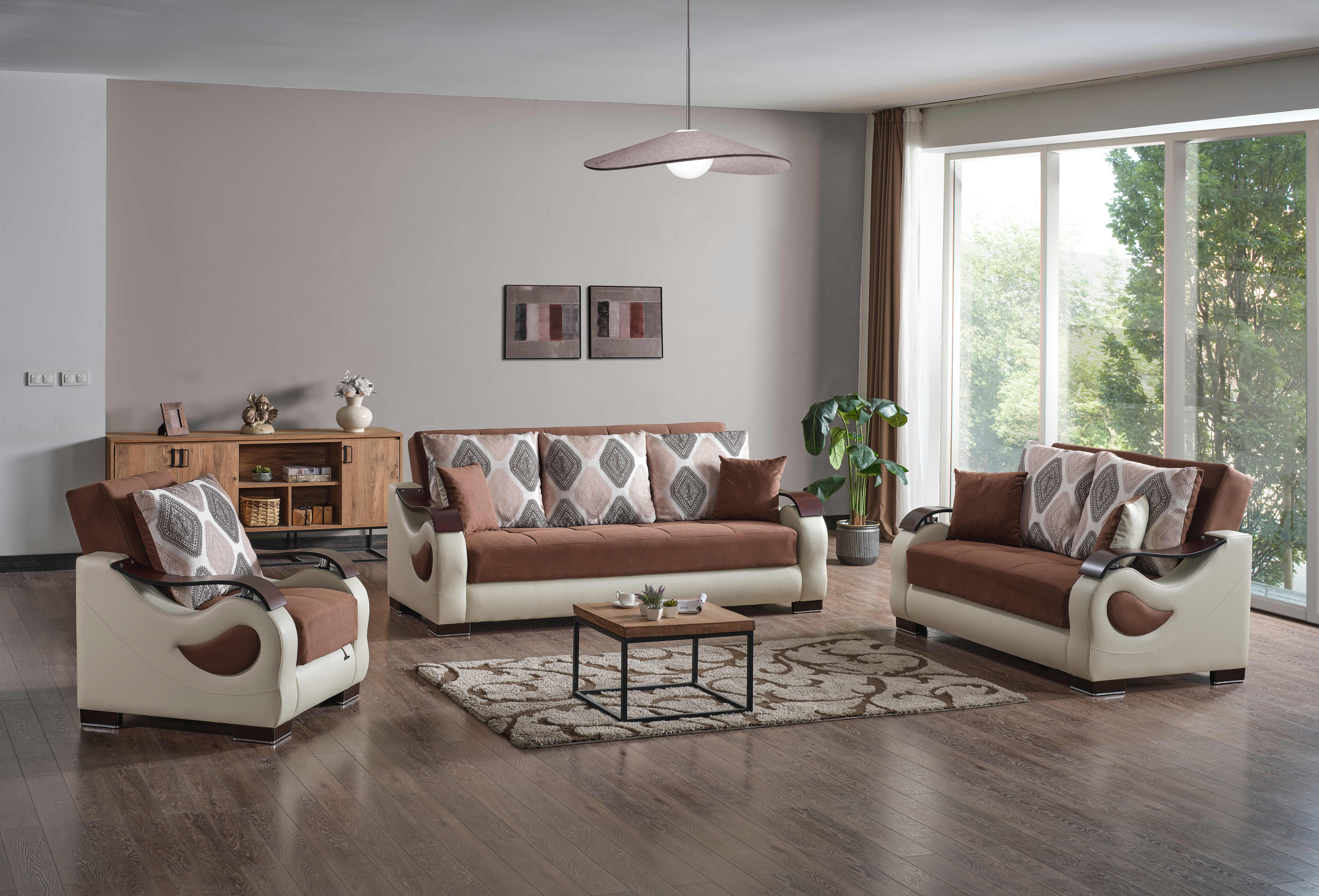 Ottomanson Convertible Sleeper Sofa Bed with Hidden Storage, Firm Comfort Couch, Beige