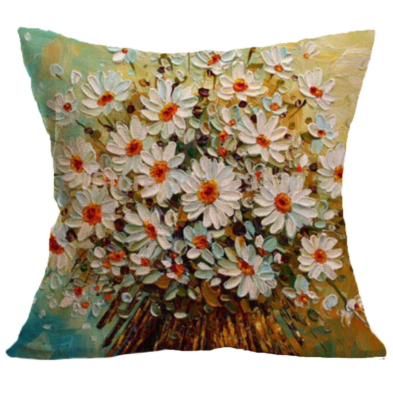 Decorative Throw Pillow Covers 18x18 Inches Flower Linen Pillow Cases