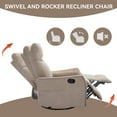 thumbnail image 5 of Heat Massage Manual Recliner Chair with Rocker and Swivel in Fabric for Living Room, 5 of 9