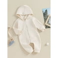 thumbnail image 3 of Bslissey Baby Boys Girls Hooded Footless Jumpsuit Solid Color Long Sleeve Zipper Sweatshirt Rompers Newborn Infant Casual Daily Outfit 0-18 Months, 3 of 9