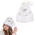thumbnail image 2 of Snowflake Sequin Santa Hat for Adults Women Men, Plush Holiday Hats Personalized Christmas Hat Party Xmas Claus Hats, Soft Plush Velvet Xmas Hats, New Year Costume Party Decorations,Z3-Silver, 2 of 6