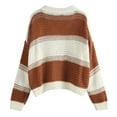 thumbnail image 3 of ZAFUL Women Casual Loose V Neck Colorblock Drop Shoulder Oversized Sweater Coffee M, 3 of 8