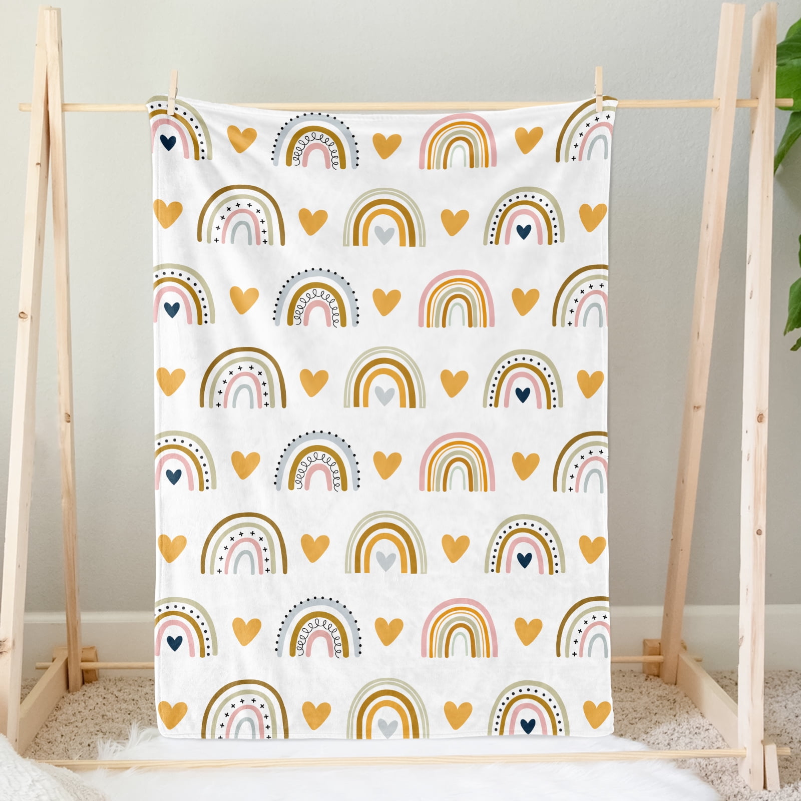 Rainbow Throw Blanket for Girls, Rainbow Blanket Throw Baby Girl Crib