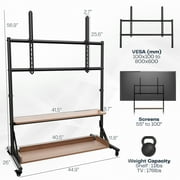 VIVO Heavy Duty Mobile TV Cart for 55" to 100" Screens with Dark Wood Shelves — $107.89 (17% off)