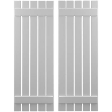Ekena Millwork 19 1/2"W x 68"H Americraft Five Board (2 Batten) Exterior Real Wood Spaced Board-n-Batten Shutters (Per Pair), Primed