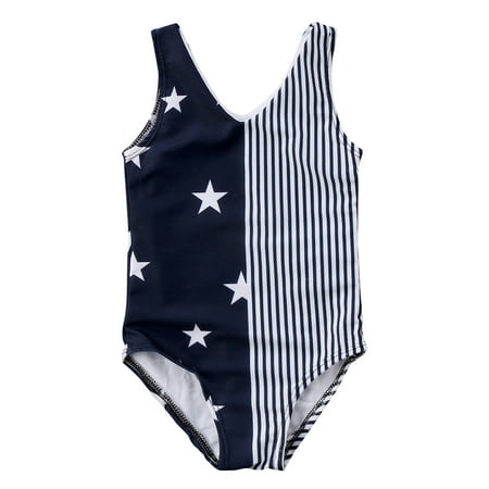 Infant Toddler Baby Girls Sleeveless Star Stripes One Piece Bikini 4th Of July Swimsuit