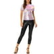 thumbnail image 2 of INSPIRE CHIC Camiseta de fiesta de manga corta con cuello redondo de metal brillante para mujeres S Rosa brillante, 2 of 6